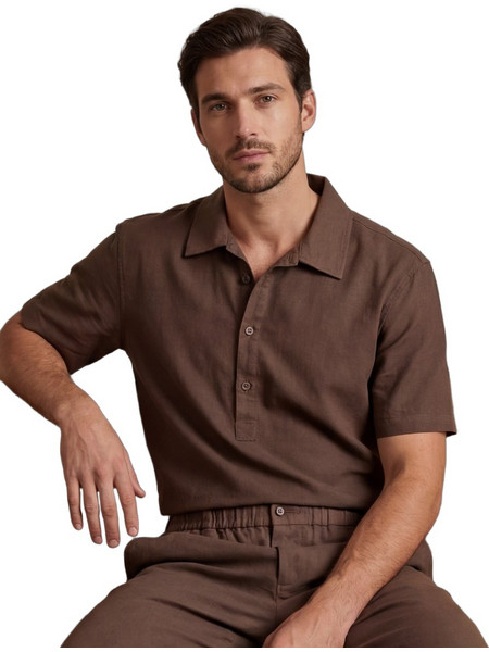 LifeStyleButiken Ανδρική Μπλούζα Polo Κοντομάνικη Καφέ LS12648524-004