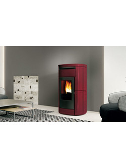 Edilkamin Kira 13++ Bordeaux Σόμπα Pellet Αεραγωγών Αερόθερμη 12.6kW