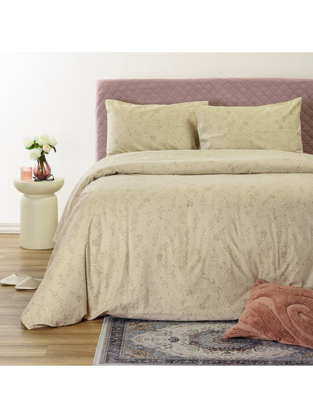 Melinen Σετ Σεντόνια King Size Φανελένια με Λάστιχο 180x200+32 Winter Line Bianca Beige