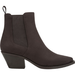 DKNY Γυναικεία Μποτάκια Cowgirl Suede Σοκολατί με Χοντρό Χαμηλό Τακούνι K3613493-BRN