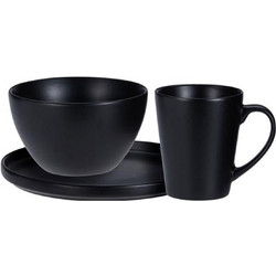 Excellent Houseware Σετ Πιάτα Φαγητού Κεραμικά Μαύρα 6τμχ Q99000550