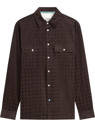 Scotch & Soda Ανδρικό Πουκάμισο Βαμβακερό Καρό Μακρυμάνικο Κανονική Γραμμή Overshirt Καφέ 183700-210