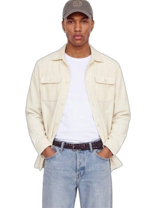 Jack & Jones Ανδρικό Πουκάμισο Βαμβακερό Μακρυμάνικο Κανονική Γραμμή Overshirt Μπεζ 12298528