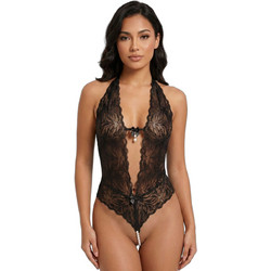 Milena By Paris Sexy Κορμάκι String Αυτοκινήτου See Through με Δαντέλα Μαύρο 2541
