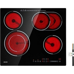 Vevor DTLQRS4BURNEY6XNT001V2 Κεραμική Εστία Αυτόνομη με Λειτουργία Κλειδώματος 59x52cm