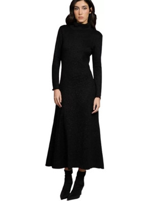 Collectiva Noir Midi Καθημερινό Φόρεμα Μαύρο CN143G06KNL