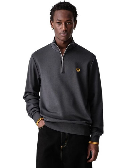 Fred Perry Half Zip Ανδρικό Φούτερ Ανθρακί