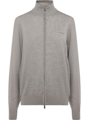 Hugo Boss Ανδρική Ζακέτα Φούτερ με Φερμουάρ Γκρι 50571915-030