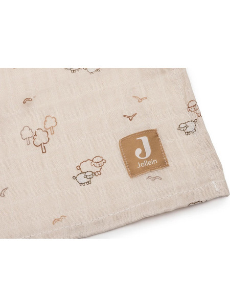 Jollein Woolly Πάνες Αγκαλιάς από Μουσελίνα Εκρού 115x115cm 2τμχ 535-852-68199