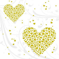 Χαρτοπετσέτες με σχέδια 33x33 εκατ. σετ 20 τμχ. Golden Hearts
