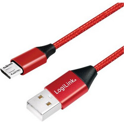 Logilink USB-A 2.0 cable to micro-USB male, red, 0.3m (CU0151)