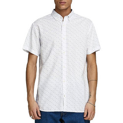 Jack & Jones Ανδρικό Πουκάμισο Βαμβακερό Κοντομάνικο Κανονική Γραμμή Άσπρο 12168085