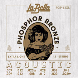 La Bella 7GP-12XL Σετ 12 Χορδές Ακουστικής Κιθάρας Phosphor Bronze 9-48" Extra Light Tension