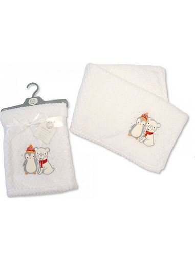 Nursery Time Penguin Bear Κουβέρτα Αγκαλιάς Fleece 75x100 BW995 Λευκή