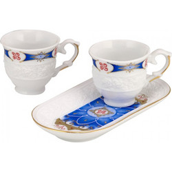 WM Collection Σετ Φλιτζάνια Ελληνικού Καφέ Πορσελάνης Πολύχρωμα 100ml 2τμχ NBR-400/4570