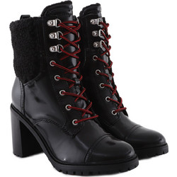 Nine West Γυναικεία Αρβυλάκια Λουστρίνι Μαύρα με Χοντρό Ψηλό Τακούνι με Γούνα Phaedra-001