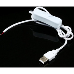 Ηλεκτρικό καλώδιο τροφοδοσίας USB για φωτεινή μπάρα LED, με διακόπτη, μήκος καλωδίου: 1m (Λευκό) (OEM)
