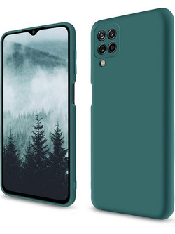 Samsung A12 - Anti-slip Liquid Silicone Gel Rubber Bumper Case with Soft Microfiber Lining Cushion Slim Hard Shell - Forest Green (oem)