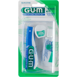 GUM Travel Kit Brush (156) Σετ Ταξιδιού με Οδοντόβουρτσα, Οδοντόκρεμα, Οδοντικό Νήμα & Μεσοδόντια Βουρτσάκια σε Διάφορα Χρώματα 1τμχ