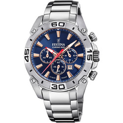 Festina Ανδρικό Ρολόι Χρονογράφος με Ασημί Μεταλλικό Μπρασελέ F20543/4