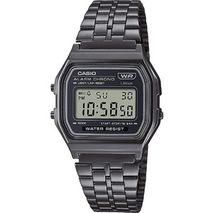 Casio Vintage Ψηφιακό Ανδρικό Ρολόι Χρονογράφος με Μαύρο Μεταλλικό Μπρασελέ A-158WETB-1AEF