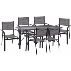 HomeMarkt Σετ Τραπεζαρία Κήπου 7τμχ Γκρι HM11532.01