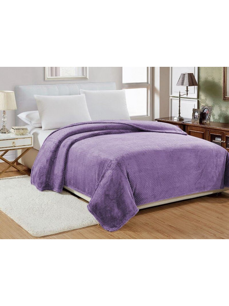 Κουβέρτα Υπέρδιπλη Βελουτέ Μωβ Popcorn Jacquard Flannel Γαρύφαλλο 220x240