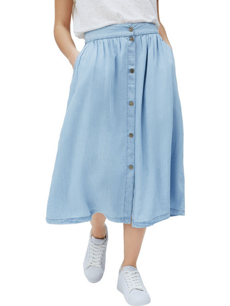 Pepe Jeans Sia Μίντι Φούστα Τζιν Ψηλόμεση Μπλε PL900921