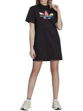 Adidas Adicolor Shattered Trefoil Tee Mini Καλοκαιρινό Αθλητικό Φόρεμα Μαύρο H22845