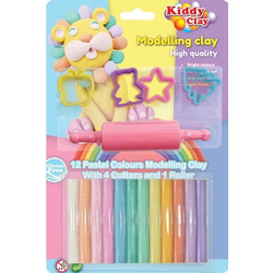 Valoro Kiddy Clay Πλαστελίνη Σετ 12 Παστέλ Χρώματα & Πλάστης & Φόρμες