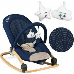 MoMi Lumiwood Ηλεκτρικό Relax Μωρού Κούνια με Μουσική & Δόνηση έως 9kg Navy Μπλε