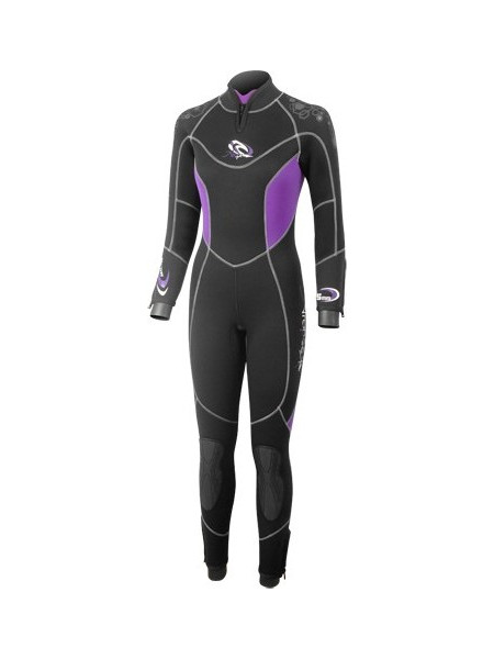 Aropec Super-Stretchy & Semi-dry Black/Pink Γυναικεία Ολόσωμη Στολή Κατάδυσης Neoprene για Αυτόνομη Κατάδυση 5mm