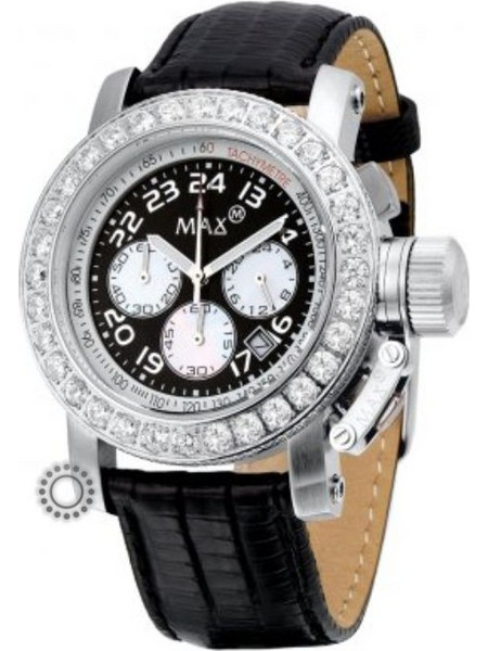 Max Watch Γυναικείο Ρολόι Χρονογράφος με Μαύρο Δερμάτινο Λουράκι MAX471
