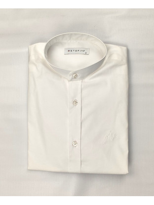 Stefan Ανδρικό Πουκάμισο Βαμβακερό Μακρυμάνικο Slim Fit με Mao Γιακά Λευκό 9015-F/W22
