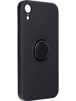 Vennus Silicone Ring Back Cover Black (iPhone XR)
