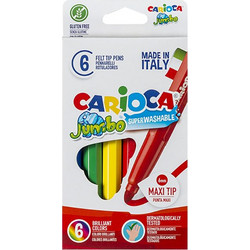 Carioca Jumbo Superwashable Μαρκαδόροι Ζωγραφικής Σετ 6 Χρώματα 24τμχ