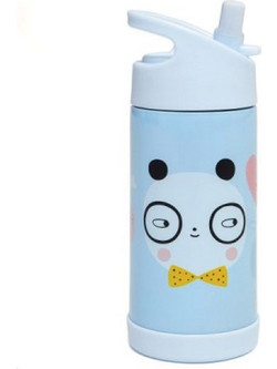 Petit Monkey Panda Love Παιδικό Μπουκάλι Πλαστικό BPA Free με Καλαμάκι Μπλε 350ml
