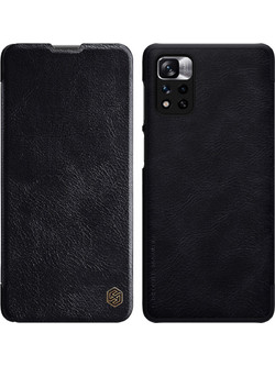 Nillkin Qin Case Case for Xiaomi Redmi Note 11 Pro+ (China) / Redmi Note 11 Pro (China) / Mi11i HyperCharge Camera Protector Holster Cover Flip Case Black