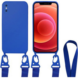 ΘΗΚΗ IPHONE XS / IPHONE X 5.8" CROSSBODY SILICONE ΜΕ STRAP ΚΑΙ CAMERA GUARD ΜΠΛΕ ΣΚΟΥΡΟ