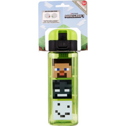Stor Minecraft Lock Square Παιδικό Μπουκάλι Πλαστικό BPA Free με Καλαμάκι Πράσινο 550ml