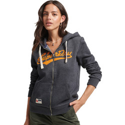 Superdry Γυναικεία Ζακέτα Φούτερ Μακριά με Κουκούλα και Φερμουάρ Ανθρακί W2011701A-04Q