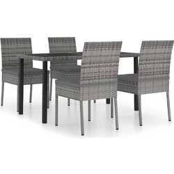 vidaXL Σετ Τραπεζαρία Κήπου Rattan 5τμχ Γκρι 3065701