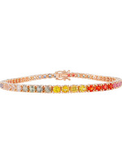 Βραχιόλι Ριβιέρα με Ορυκτές Multi Color Stones από Ροζ Χρυσό 18 Καρατίων B1781