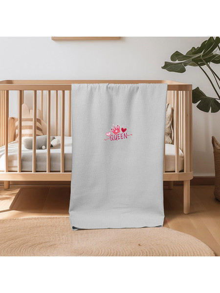 Adam Home Queen Κουβέρτα Κούνιας Πικέ 110x140 Γκρι