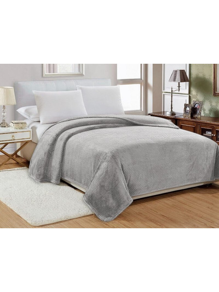 Κουβέρτα Υπέρδιπλη Βελουτέ Ανοικτό Γκρι Popcorn Jacquard Flannel Γαρύφαλλο 220x240