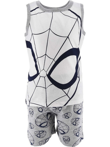 Spider-Man Παιδική Πιτζάμα Βαμβακερή Καλοκαιρινή Λευκή Γκρι EV2020