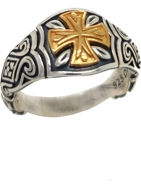 Anastasios Creations Δαχτυλίδι Σταυρός από Ασήμι 925 FD791-1