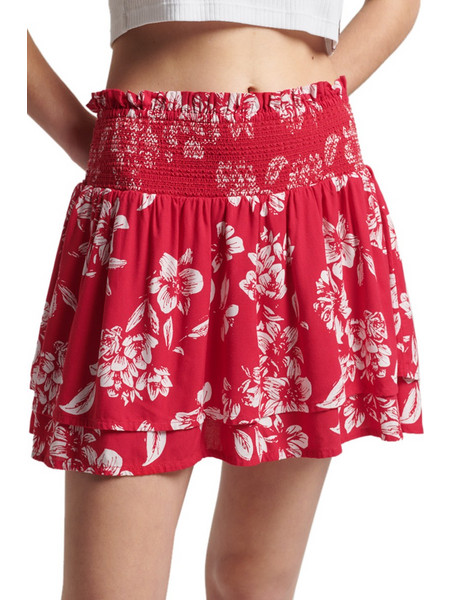 Superdry Ruffle Smocked Φούστα Floral Κόκκινη W7210203A-Z6J