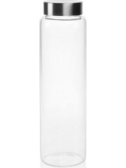 Μπουκάλι Νερού LBTAH-MS17170 Φ8x27cm 1lt Silver-Clear Andrea House Ατσάλι,Γυαλί