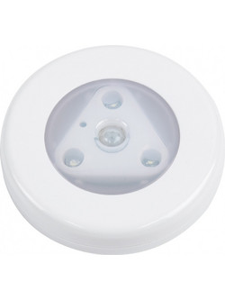 GloboStar 79004 Φωτιστικό Νυκτός Μπαταρίας 3xAAA (Δεν Περιλαμβάνεται) LED SMD 5050 1W 80lm με Αισθητήρα Κίνησης και 3M Διπλής Όψης Αυτοκόλλητη Ταινία Αδιάβροχο IP44 Ψυχρό Λευκό 6000K D7.5 x H1.5cm